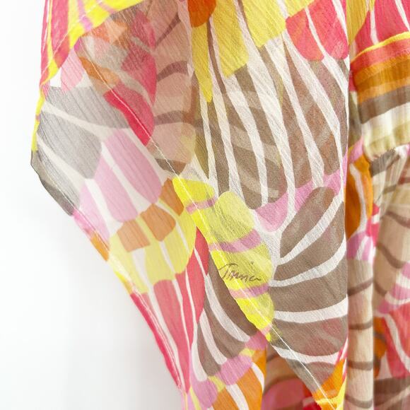 Trina Turk Womens Tropical 100%‎ Silk Kaftan Dress Swim Beach Cover Up Size S - Picture 4 of 9